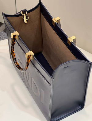Fendi 8266S Sunshine Medium Bag 8BH386 Black leather shopper - Default Title - View 9