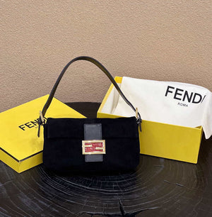 Fendi 8339 Baguette Middle Age Solid Color Series Underarm Bag Black - Default Title - View 1
