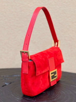 Fendi 8339 Baguette Middle Age Solid Color Series Underarm Bag Red - Default Title - View 3
