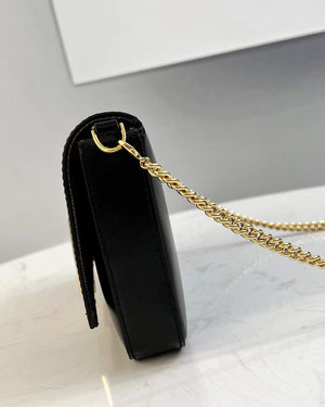 Fendi 8521 Baguette Chain Midi Shoulder Bag Black - Default Title - View 4