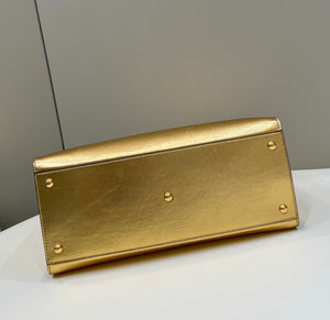 Fendi 8553 Sunshine Medium Tote Shoulder Bag 8BH386 Gold Laminated leather shopper - Default Title - View 4