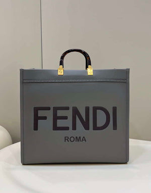 Fendi 8BH386 Sunshine Medium Bag Gray leather shopper 8266S - Default Title - View 1