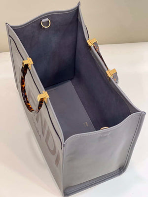 Fendi 8BH386 Sunshine Medium Bag Gray leather shopper 8266S - Default Title - View 9