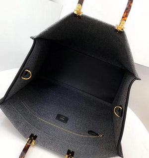 Fendi 8BH372 Sunshine Large Gray Flannel Shopper Bag 8266c - Default Title - View 9