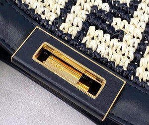 Fendi 8BH374 FENDI PEEKABOO X-TOTE Black FF Raffia Bag - luxibagsmall