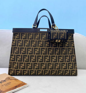 Fendi 8BH374 Peekaboo X Tote Green Canvas Bag - luxibagsmall