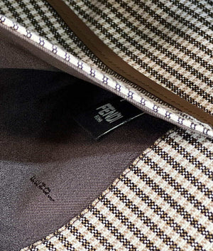 Fendi 8BH374 X-Tote Brown houndstooth wool shopper with FF embroidery 8589 - Default Title - View 8