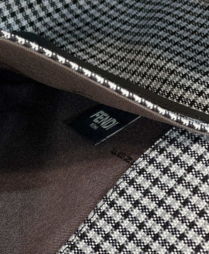 Fendi 8BH374 X-Tote Gray houndstooth wool shopper with FF embroidery - Default Title - View 8