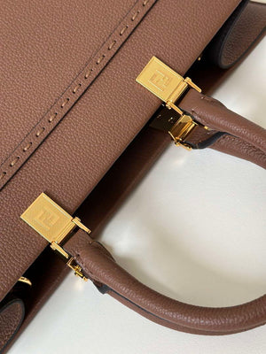 Fendi 8BH386 Fendi Sunshine Medium Brown leather shopper Full-grain cowhide 8636 - Default Title - View 4