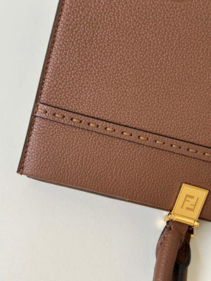 Fendi 8BH386 Fendi Sunshine Medium Brown leather shopper Full-grain cowhide 8636 - Default Title - View 8
