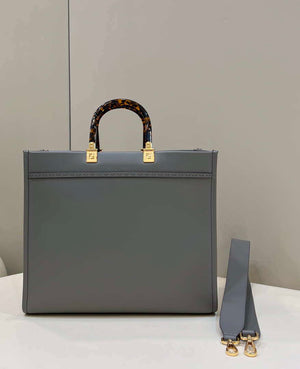 Fendi 8BH372 Sunshine Large Bag Gray leather shopper 8266L - Default Title - View 2