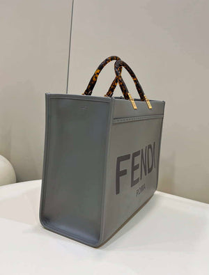 Fendi 8BH372 Sunshine Large Bag Gray leather shopper 8266L - Default Title - View 3