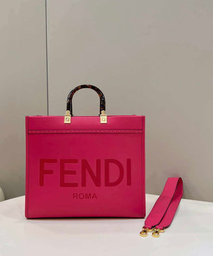 Fendi 8BH386 Sunshine Medium Bag Rose Red leather shopper 8266S - Default Title - View 1