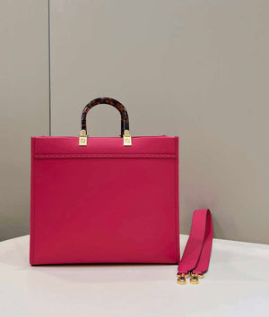 Fendi 8BH386 Sunshine Medium Bag Rose Red leather shopper 8266S - Default Title - View 2