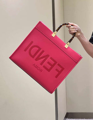 Fendi 8BH386 Sunshine Medium Bag Rose Red leather shopper 8266S - Default Title - View 10