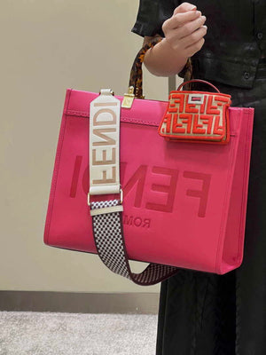 Fendi 8BH386 Sunshine Medium Bag Rose Red leather shopper 8266S - Default Title - View 14