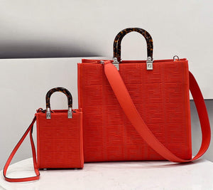 Fendi 8BH386 Sunshine Medium Fendi Tote Bag 8258 Orange Red - Default Title - View 1