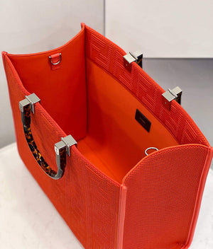 Fendi 8BH386 Sunshine Medium Fendi Tote Bag 8258 Orange Red - Default Title - View 7