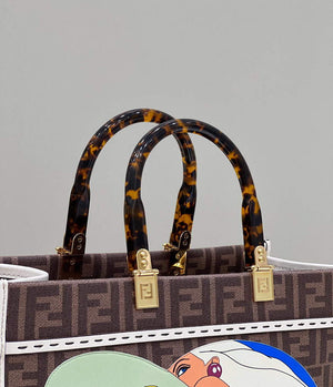 Fendi 8BH386 Sunshine Medium FF Glazed Fabric Shopper - Default Title - View 5