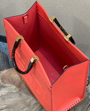 Fendi 8BH386 Sunshine Medium Fuchsia Leather Shopper Bag 8535 Multicolour - Default Title - View 9