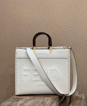 Fendi 8BH386 Sunshine Medium Fuchsia Leather Shopper Bag 8535 White - Default Title - View 1