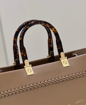 Fendi 8BH386 Sunshine Medium Fuchsia Leather Shopper Bag 8535 Khaki - Default Title - View 5
