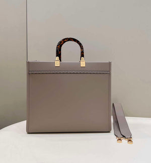Fendi 8BH386 Sunshine Medium Tote Gray Leather and elaphe shopper bag - Default Title - View 2