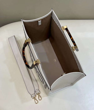 Fendi 8BH386 Sunshine Medium Tote White Leather and elaphe shopper bag - Default Title - View 9