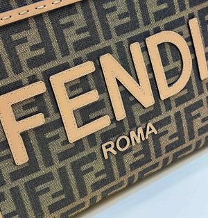 Fendi 8BH394 Fendi Sunshine Small Brown FF jacquard fabric shopper - Default Title - View 4