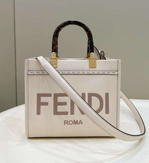 Fendi 8BH394 Fendi Sunshine Small White leather shopper - Default Title - View 1