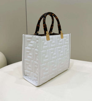 Fendi 8BH394 Fendi Sunshine Small White leather shopper Printer FF - Default Title - View 2