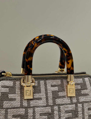 Fendi 8BL145 By The Way Mini Midi Dove gray FF tapestry fabric bag small Boston bag - Default Title - View 4