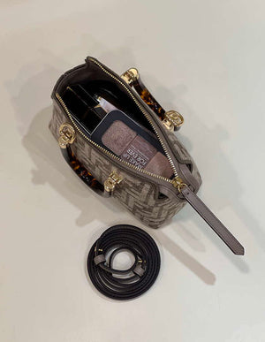 Fendi 8BL145 By The Way Mini Midi Dove gray FF tapestry fabric bag small Boston bag - Default Title - View 9