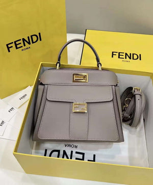 Fendi 8BN244 Peekaboo Mimi Gray Leather Bag 8596S - Default Title - View 1