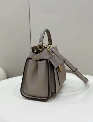 Fendi 8BN244 Peekaboo Mimi Gray Leather Bag 8596S - Default Title - View 2