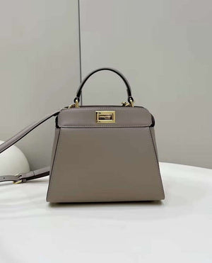 Fendi 8BN244 Peekaboo Mimi Gray Leather Bag 8596S - Default Title - View 3