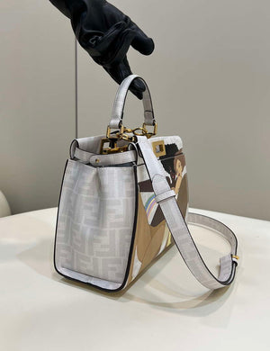 Fendi 8BN244 Peekaboo Mimi White Leather Bag 8562 Pinter FF logo - Default Title - View 3