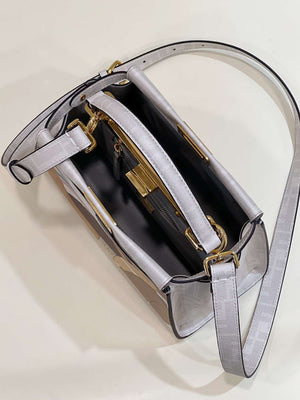 Fendi 8BN244 Peekaboo Mimi White Leather Bag 8562 Pinter FF logo - Default Title - View 9