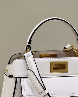 Fendi 8BN244 Peekaboo Mimi White Leather Bag 8596S - Default Title - View 8