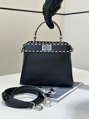 Fendi 8BN244 Peekaboo Mini Black Selleria bag with 220 hand-sewn topstitches 8522A - Default Title - View 2