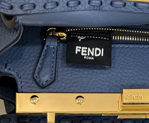 Fendi 8BN244 Peekaboo Mini Blue Selleria bag with 220 hand-sewn topstitches 8615 - Default Title - View 9