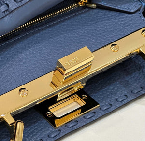 Fendi 8BN244 Peekaboo Mini Blue Selleria bag with 220 hand-sewn topstitches 8615 - Default Title - View 10