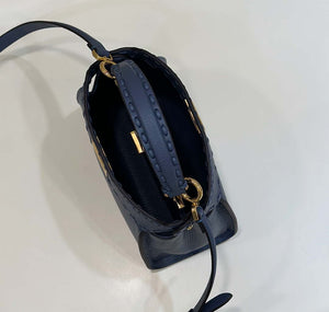 Fendi 8BN244 Peekaboo Mini Blue Selleria bag with 220 hand-sewn topstitches 8615 - Default Title - View 12