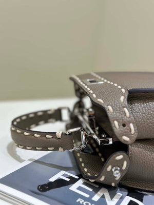 Fendi 8BN244 Peekaboo Mini Gray Selleria bag with 220 hand-sewn topstitches 8522A - Default Title - View 4