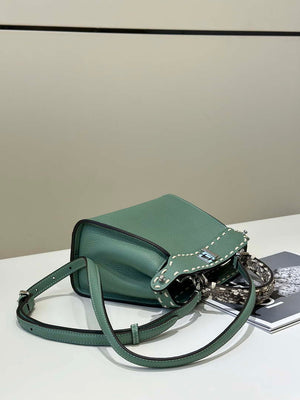 Fendi 8BN244 Peekaboo Mini Green Selleria bag with 220 hand-sewn topstitches 8522A - Default Title - View 2