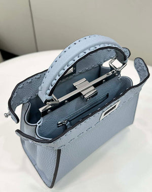 Fendi 8BN244 Peekaboo Mini Lake Blue Selleria bag with 220 hand-sewn topstitches 8615 - Default Title - View 9