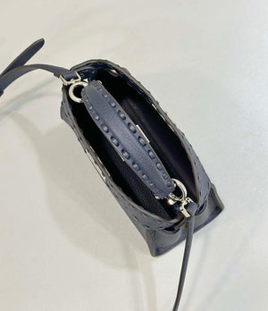 Fendi 8BN244 Peekaboo Mini Night Mist Blue Selleria bag with 220 hand-sewn topstitches 8615 - Default Title - View 8