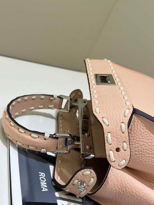 Fendi 8BN244 Peekaboo Mini Pink Selleria bag with 220 hand-sewn topstitches 8522A - Default Title - View 6