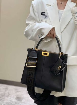 Fendi 8BN310 Peekaboo Soft Medium Black leather bag 304S - Default Title - View 12