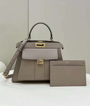 Fendi 8BN321 Peekaboo Iseeu Medium Gray Leather Bag 8596L - Default Title - View 2